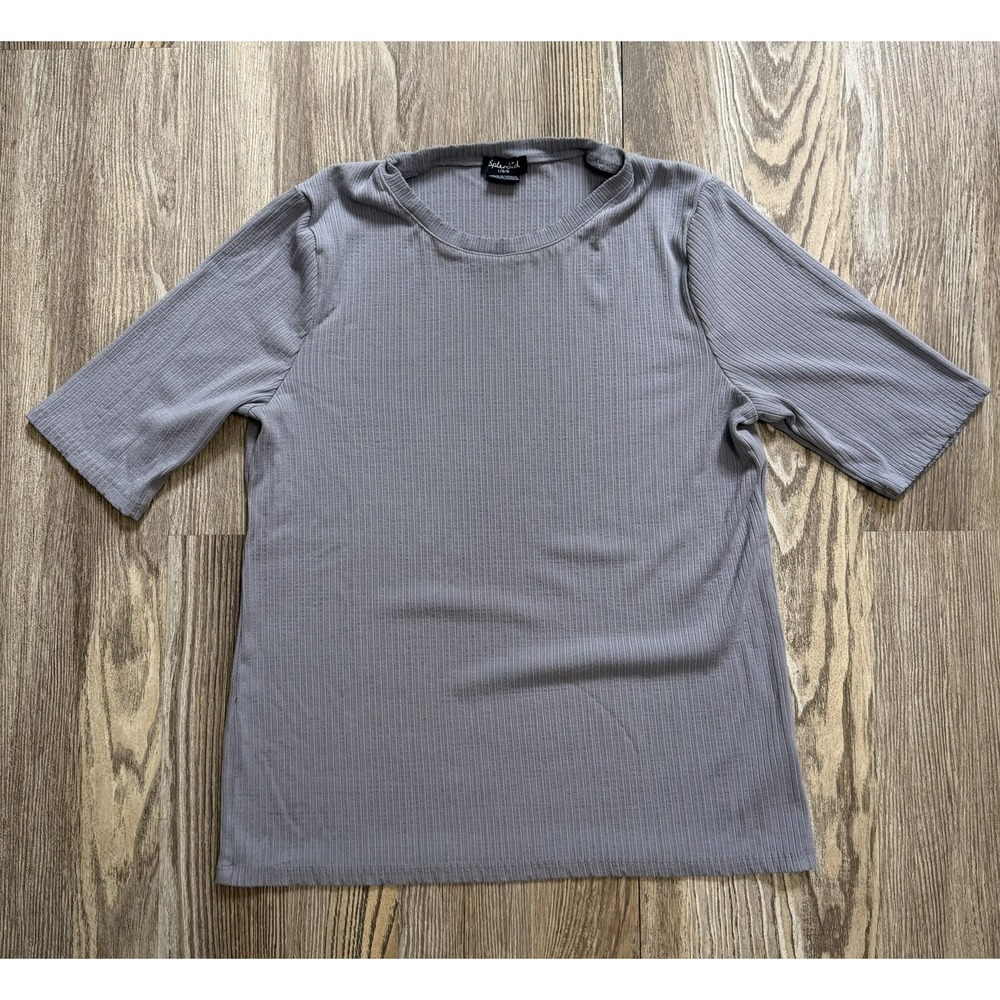 Splendid Light Blue Ribbed T-Shirt Quiet Luxury Minimalist Essential Size L